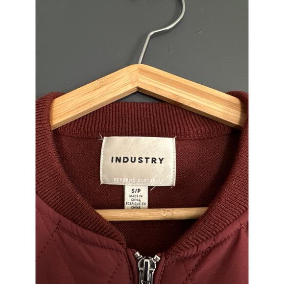 Industry Republic Burgundy Quilted Wool Blend Bomber Jacket Size Small - Picture 4 of 7